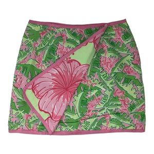 Lilly Pulitzer Green Palm Pink Monkey Hawaiian Hibiscus Flower Reversible 10